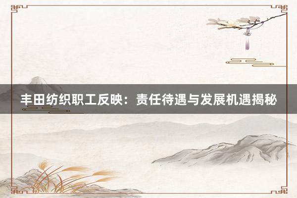 丰田纺织职工反映：责任待遇与发展机遇揭秘